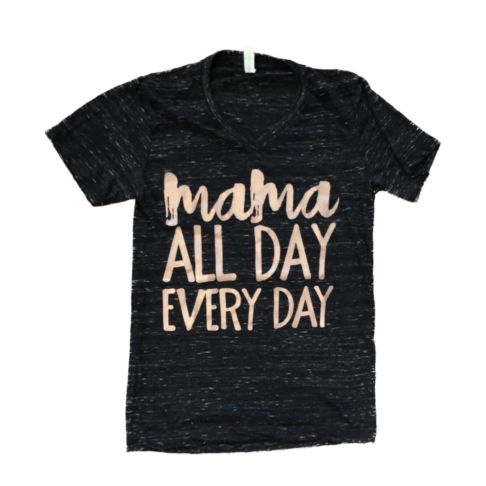 Declan and Crew Mama All Day Every Day Black Metallic Gold Ink t-shirt XS